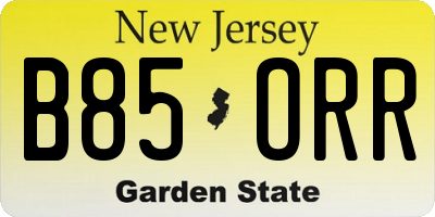 NJ license plate B85ORR