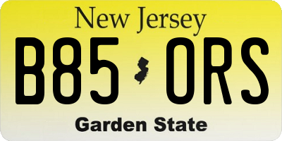 NJ license plate B85ORS