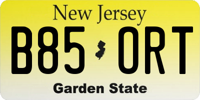 NJ license plate B85ORT