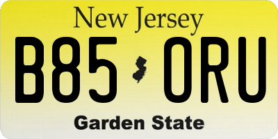 NJ license plate B85ORU