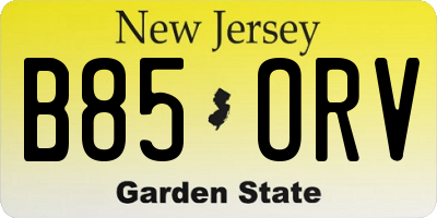 NJ license plate B85ORV