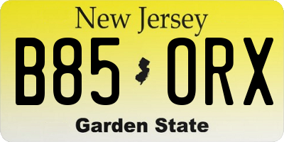 NJ license plate B85ORX