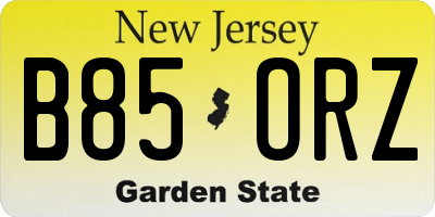 NJ license plate B85ORZ