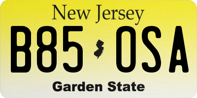NJ license plate B85OSA