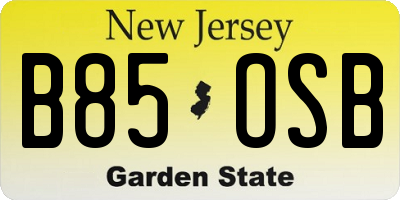 NJ license plate B85OSB
