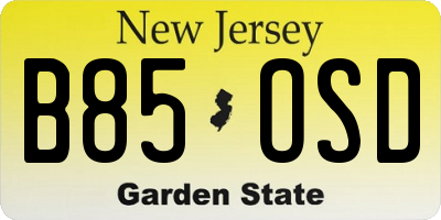 NJ license plate B85OSD
