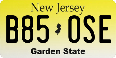 NJ license plate B85OSE