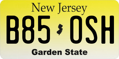 NJ license plate B85OSH