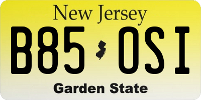 NJ license plate B85OSI
