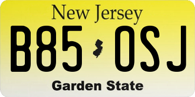 NJ license plate B85OSJ