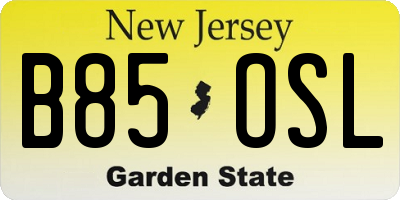 NJ license plate B85OSL