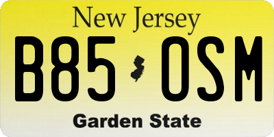 NJ license plate B85OSM