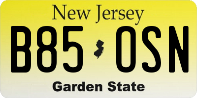 NJ license plate B85OSN