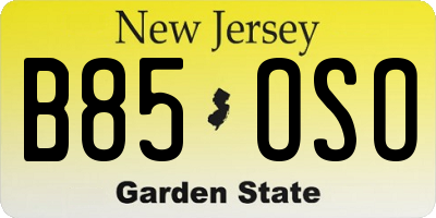NJ license plate B85OSO
