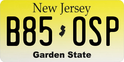 NJ license plate B85OSP