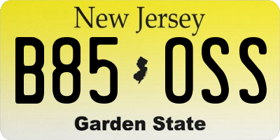 NJ license plate B85OSS