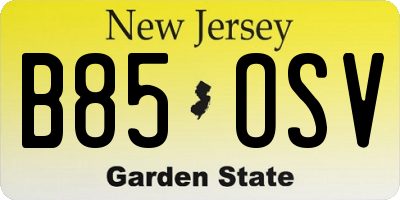 NJ license plate B85OSV
