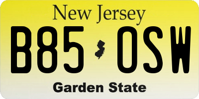 NJ license plate B85OSW