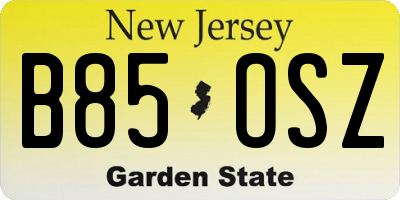 NJ license plate B85OSZ