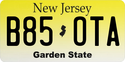 NJ license plate B85OTA
