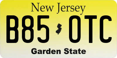 NJ license plate B85OTC