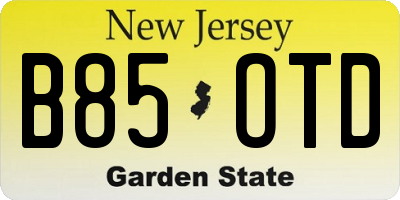 NJ license plate B85OTD