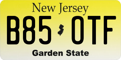NJ license plate B85OTF