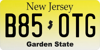 NJ license plate B85OTG