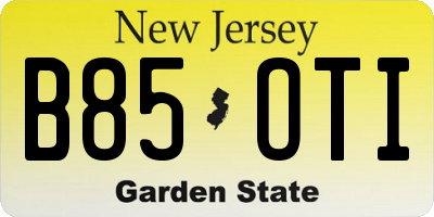 NJ license plate B85OTI