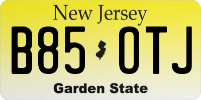 NJ license plate B85OTJ