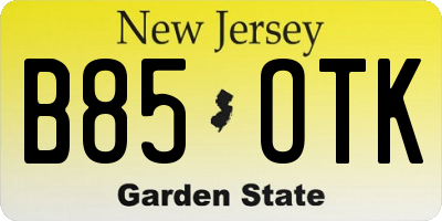 NJ license plate B85OTK