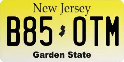 NJ license plate B85OTM