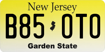 NJ license plate B85OTO