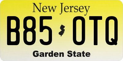 NJ license plate B85OTQ