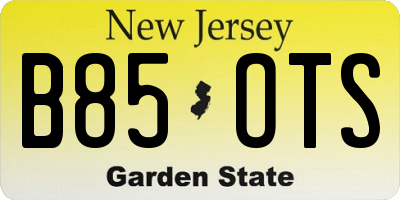 NJ license plate B85OTS