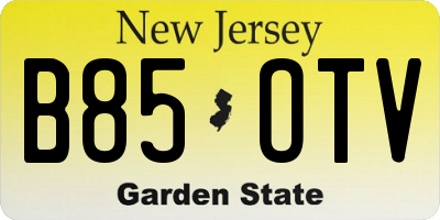 NJ license plate B85OTV