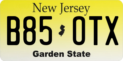 NJ license plate B85OTX