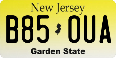 NJ license plate B85OUA