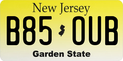 NJ license plate B85OUB