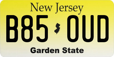 NJ license plate B85OUD
