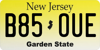 NJ license plate B85OUE