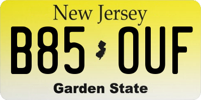 NJ license plate B85OUF