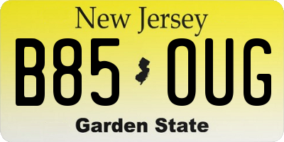 NJ license plate B85OUG
