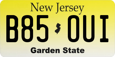 NJ license plate B85OUI