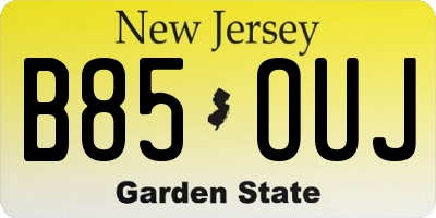 NJ license plate B85OUJ