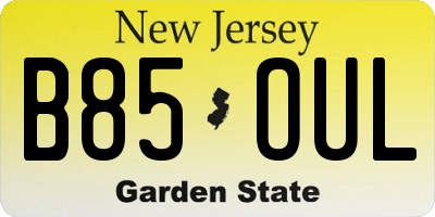 NJ license plate B85OUL