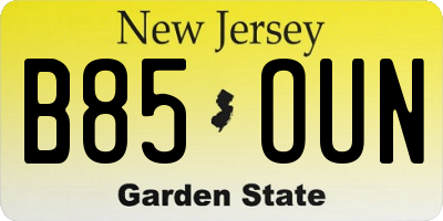NJ license plate B85OUN