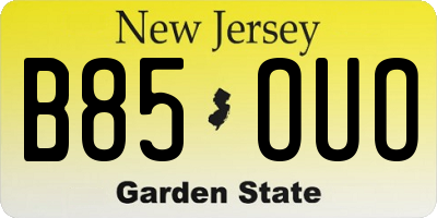NJ license plate B85OUO