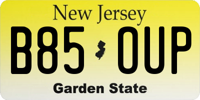 NJ license plate B85OUP