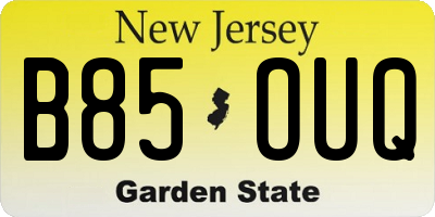 NJ license plate B85OUQ